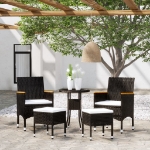Set Divani da Giardino 5 pz in Polyrattan Nero