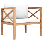 Set Divani da Giardino 12pz Cuscini Crema Legno Massello Teak