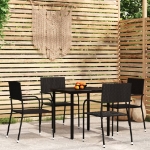 Set Mobili da Pranzo da Giardino 5 pz Nero