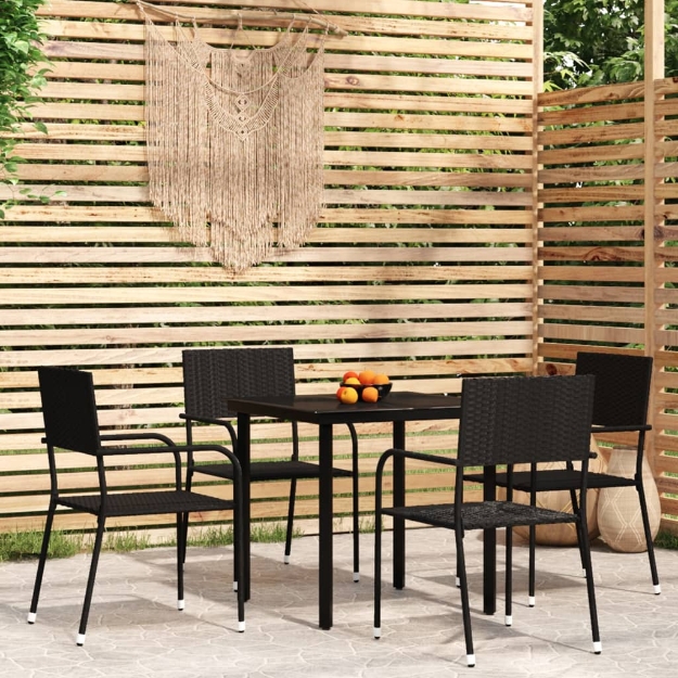 Set Mobili da Pranzo da Giardino 5 pz Nero