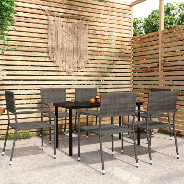 Set Mobili da Pranzo da Giardino 7 pz Grigio