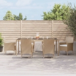 Set da Pranzo da Giardino 7 pz con Cuscini Beige in Polyrattan