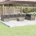 Set Divani da Giardino 9 pz con Cuscini in Polyrattan Grigio