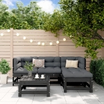 Set Salotto da Giardino 5 pz Nero in Legno Massello di Pino