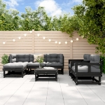 Set Salotto da Giardino 7 pz Nero in Legno Massello di Pino