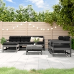 Set Salotto da Giardino 7 pz Grigio in Legno Massello di Pino