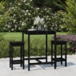 Set Bar da Giardino 3 pz Nero in Legno Massello di Pino