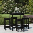 Set Bar da Giardino 5 pz Nero in Legno Massello di Pino
