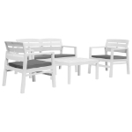 Set Salotto da Giardino 4 pz in Plastica Bianco