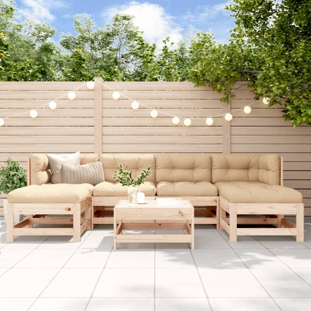 Set Salotto da Giardino 7 pz in Legno Massello di Pino