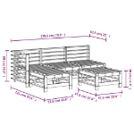 Set Salotto da Giardino 5 pz in Legno Massello di Pino