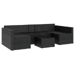 Set da Giardino 2 pz con Cuscini Nero in Polyrattan