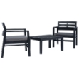 Set Salotto da Giardino 3 pz in Plastica Antracite