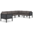 Set Divani da Giardino 7 pz con Cuscini in Polyrattan Antracite