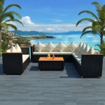 Set Divani da Giardino 6 pz con Cuscini in Polyrattan Nero