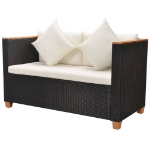 Set Divani da Giardino 6 pz con Cuscini in Polyrattan Nero