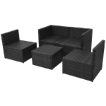 Set Divani da Giardino 5 pz con Cuscini in Polyrattan Nero