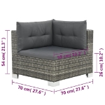 Set Divani da Giardino 10 pz con Cuscini in Polyrattan Grigio