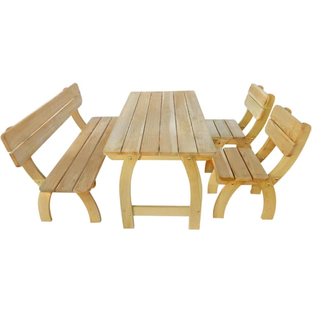 Set da Pranzo per Esterni 4 pz in Legno di Pino Impregnato