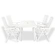 Set da Pranzo da Giardino 5 pz in Plastica Bianco