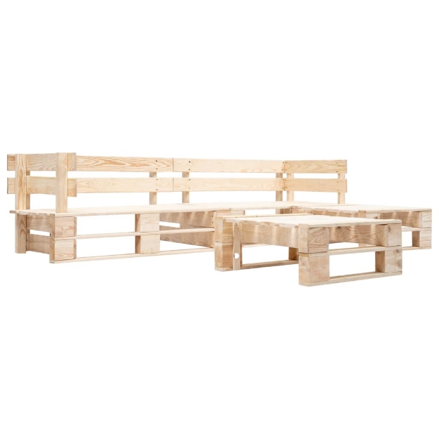 Set Divani da Giardino con Pallet 4 pz Naturale in Legno