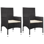 Set Divani da Giardino 4 pz con Cuscini Nero in Polyrattan