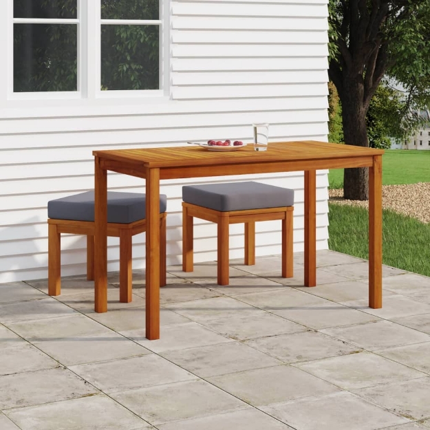 Set da Pranzo da Giardino 3pz con Cuscini Legno Massello Acacia