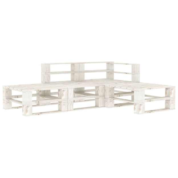 Set Salotto da Giardino 4 pz Pallet in Legno Bianco