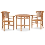 Set da Pranzo da Giardino 3 pz in Legno Massello di Teak