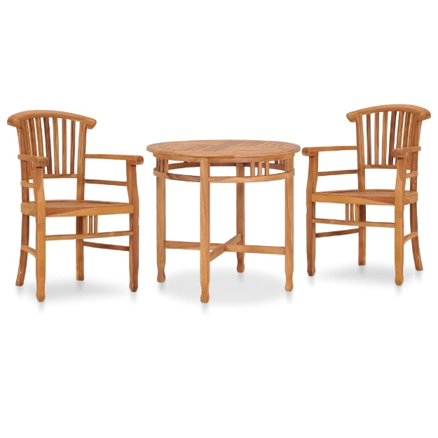 Set da Pranzo da Giardino 3 pz in Legno Massello di Teak