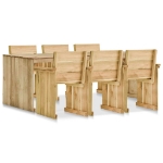 Set Pranzo da Giardino 7 pz in Legno di Pino Impregnato