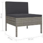 Set Divani da Giardino 10 pz con Cuscini in Polyrattan Grigio