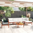 Set Divani da Giardino 7 pz con Cuscini Crema Massello Acacia