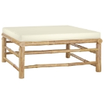 Set Salotto da Giardino 8pz con Cuscini Bianco Crema in Bambù