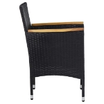 Set Mobili da Pranzo per Giardino 5 pz Nero Polyrattan e Acacia