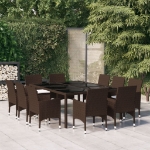 Set da Pranzo da Giardino in Polyrattan 11 pz Marrone