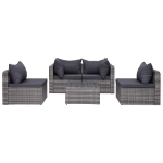 Set Divani da Giardino 7 pz con Cuscini in Polyrattan Grigio