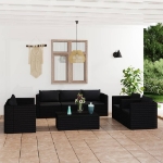 Set Divani da Giardino 9 pz con Cuscini in Polyrattan Nero