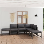 Set Divani da Giardino 6 pz con Cuscini in Polyrattan Grigio