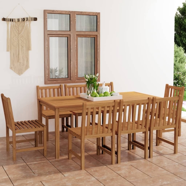 Set da Pranzo per Esterni 9 pz in Legno Massello di Teak