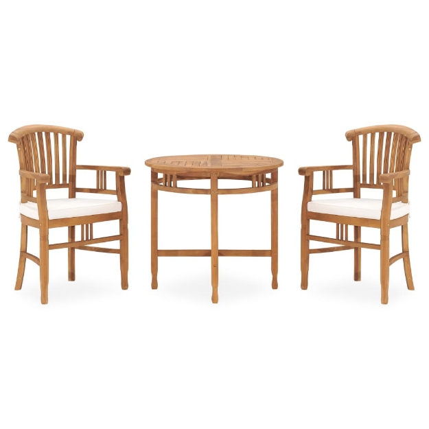 Set da Pranzo da Giardino 3 pz con Cuscini in Legno di Teak