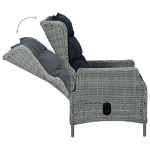 Set Pranzo da Giardino 7pz con Cuscini Polyrattan Grigio Chiaro