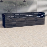 Divano da Giardino 4 Posti su Pallet Grigio Scuro Massello Pino