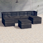 Set Divani da Giardino su Pallet 7 pz Legno Pino Grigio Scuro