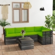 Set Divani da Giardino su Pallet 6 pz con Cuscini Massello Pino