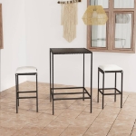 Set Bar da Giardino 3 pz con Cuscini Polyrattan Nero