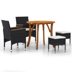 Set Mobili da Pranzo per Giardino 5 pz Nero