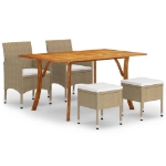 Set Mobili da Pranzo per Giardino 5 pz Beige