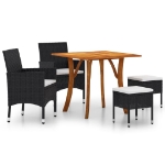 Set Mobili da Pranzo per Giardino 5 pz Nero