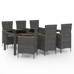 Set da Giardino 7 pz con Cuscini in Polyrattan Nero e Grigio